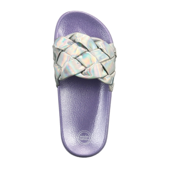 WONDER NATION Girls Iridescent Braid Slide Sandals - Picture 6 of 8